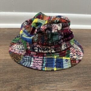 Polo Ralph Lauren Multicolor Patchwork Quilt Bucket Hat Sz L/XL Colorful